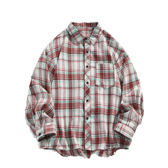 Blusa y camisa de manga larga con cuello vuelto para hombre, con solapa estampada y botones, bolsillo tipo cárdigan, blusa de manga larga con cuello vuelto, blusa de poliéster para hombre