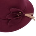 thumbnail image 4 of Yoyauz Women Hat Eye-catching British Style Faux Wool Vintage Felt Bowler Women Hat for Autumn Wine Red, 4 of 4