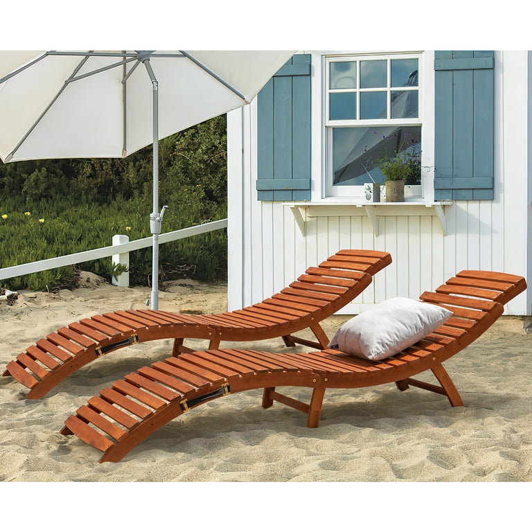 Homall 2pc Outdoor Acacia Wood Chaise Lounge Folding Chairs Homall 2pc Outdoor Acacia Wood Chaise Lounge Folding Chairs