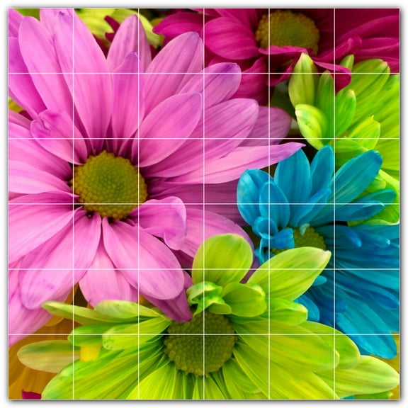 Picture-Tiles.com: Flowers Ceramic Tile Wall Mural WAL500655-66M. 36"W x 36"H using (36) 6" x 6" Ceramic Tiles-Satin Finish