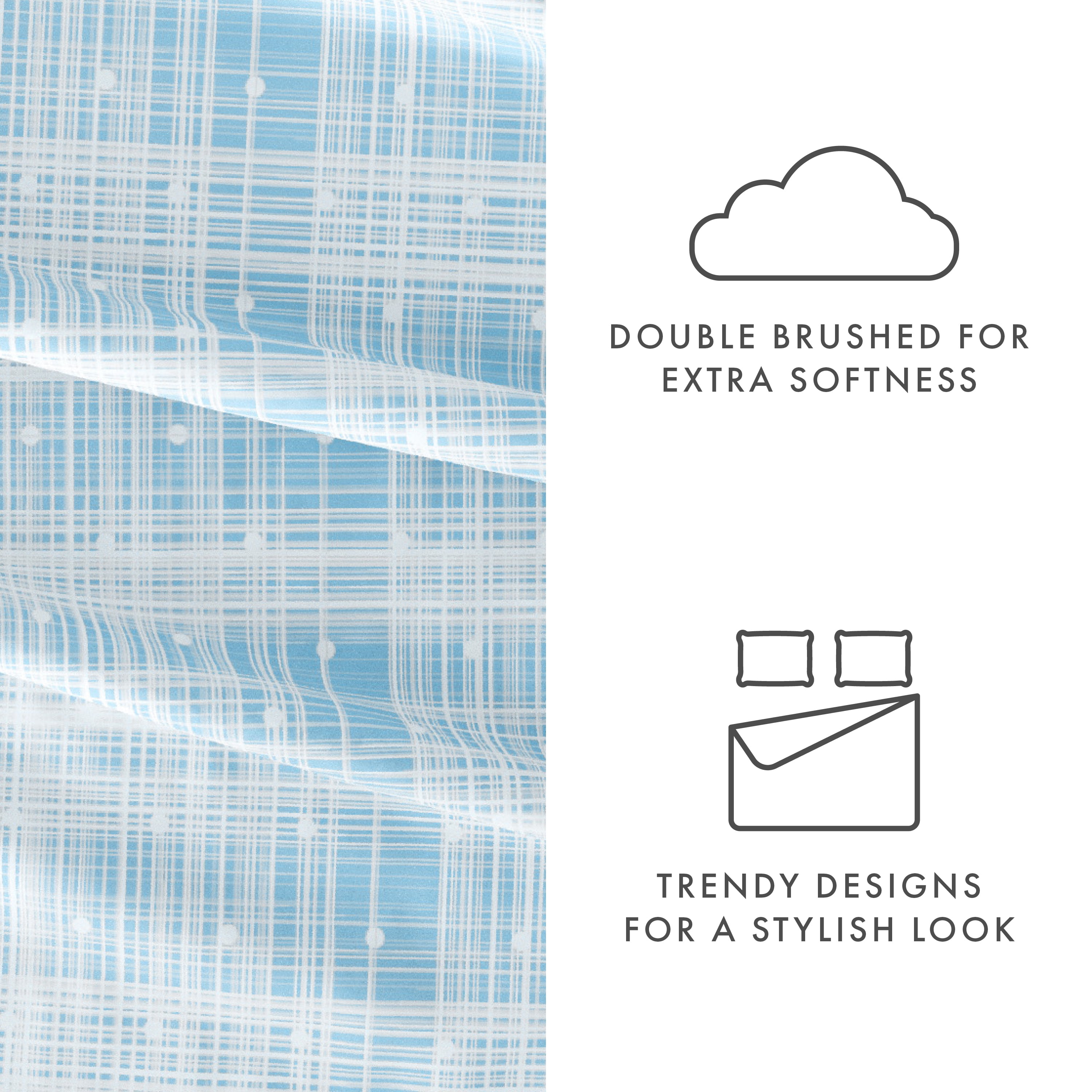 Noble Linens 4 Piece Pattern Microfiber Bed Sheets Set, Aqua Polka Dot, King