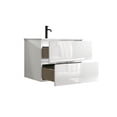 thumbnail image 3 of 24 - inch White Glossy Wall - mounted Bathroom Vanity with Ceramic Sink One Faucet Hole Modern Look Silent Drawers, 3 of 5