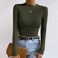 thumbnail image 2 of Tshirts Shirts for Women Long Sleeve Crew Neck Slim Fit Basic Tops Going Out Fall Fashion Shirts for Women Trendy Size XL, 2 of 7