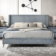 thumbnail image 5 of Mavela King Bed with Wide Wale Corduroy Upholstery in Blue, 5 of 5