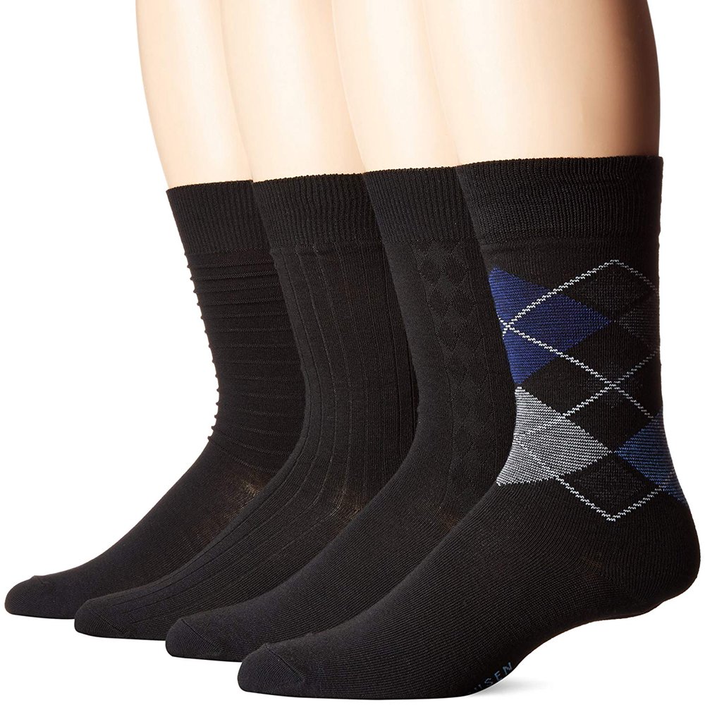 Van Heusen Van Heusen Men's 4 Pack Premium Dress Socks (Black/Argyle