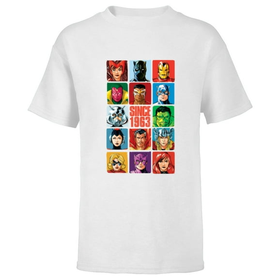 Marvel Avengers 60th Anniversary Since 1963 Classic Grid- Short Sleeve T-Shirt for Kids - Customized-White