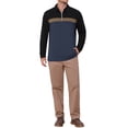 thumbnail image 2 of INSPIRE CHIC Men's Golf Shirt Zip Neck Color Block Long Sleeve Collared Casual Top XL Navy Blue, 2 of 6