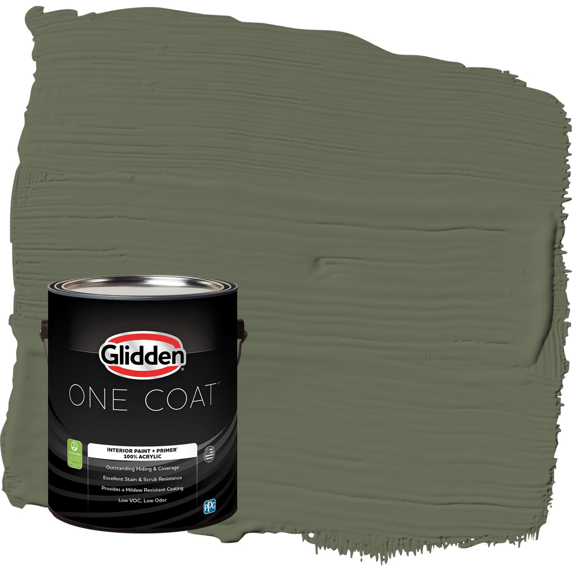 Glidden One Coat, Interior Paint + Primer, All About Olive, Eggshell Finish, 1 Gallon with ScotchBlue Painter's Tape Original Multi-Use, .94in x 60yd(24mm x 54,8m Bundle