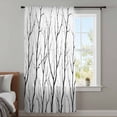 thumbnail image 3 of Black Branches Semi Sheer Curtains Drapes for Living Room,Bedroom,French Doors Window 45 Inches Long,Modern Abstract Art Forest Silhouettes Rod Pocket Chiffon Curtain Drapery Voile Draperies Panel, 3 of 8