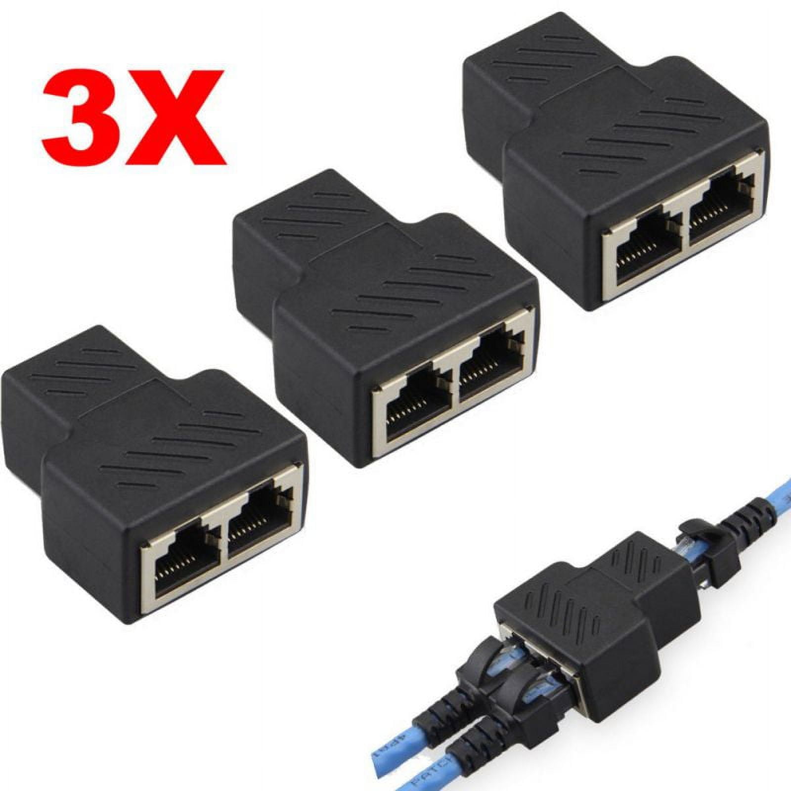 3PCS RJ45 Splitter Adapter 1 to 2 Ways Dual Female Port CAT5/6/7 LAN  Ethernet Cable 