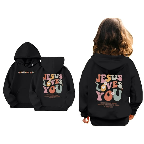 Kids Girl Hoodies Christian Sweatshirts Long Sleeve Graphic Hoodies Girls Casual Loose Pullover Top Fashion Winter Clothes Boys Outfits Size 9-10 Years Cute Boy Girl Clothing