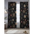 thumbnail image 2 of Semi Sheer Window Curtains 96 Inches Long, Black Christmas Rod Pocket Voile Silky Chiffon Curtain Treatment Drapes for Kitchen, Living Room, Winters Colorful Snowflakes Patterned 52"x96", 2 Panels, 2 of 9