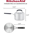 thumbnail image 2 of KitchenAid - Casserole en Acier Inoxydable Brossé avec Repères de Mesure et Couvercle, Compatible avec Cuisinière à Induction (1,9 L/2 Qt), 2 of 8
