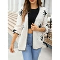 thumbnail image 3 of Women'S Long Sleeve Snowflake Pront Cardigan Knit Sweater Open Front Coat Cream White XL, 3 of 8
