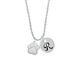 thumbnail image 2 of Delight Jewelry Silvertone Large White Paw Silvertone Script Initial Disc - R - Charm Necklace, 20"+3", 2 of 4