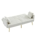 thumbnail image 6 of Cream White Velvet Futon Sofa Bed with Gold Metal Legs, 6 of 8