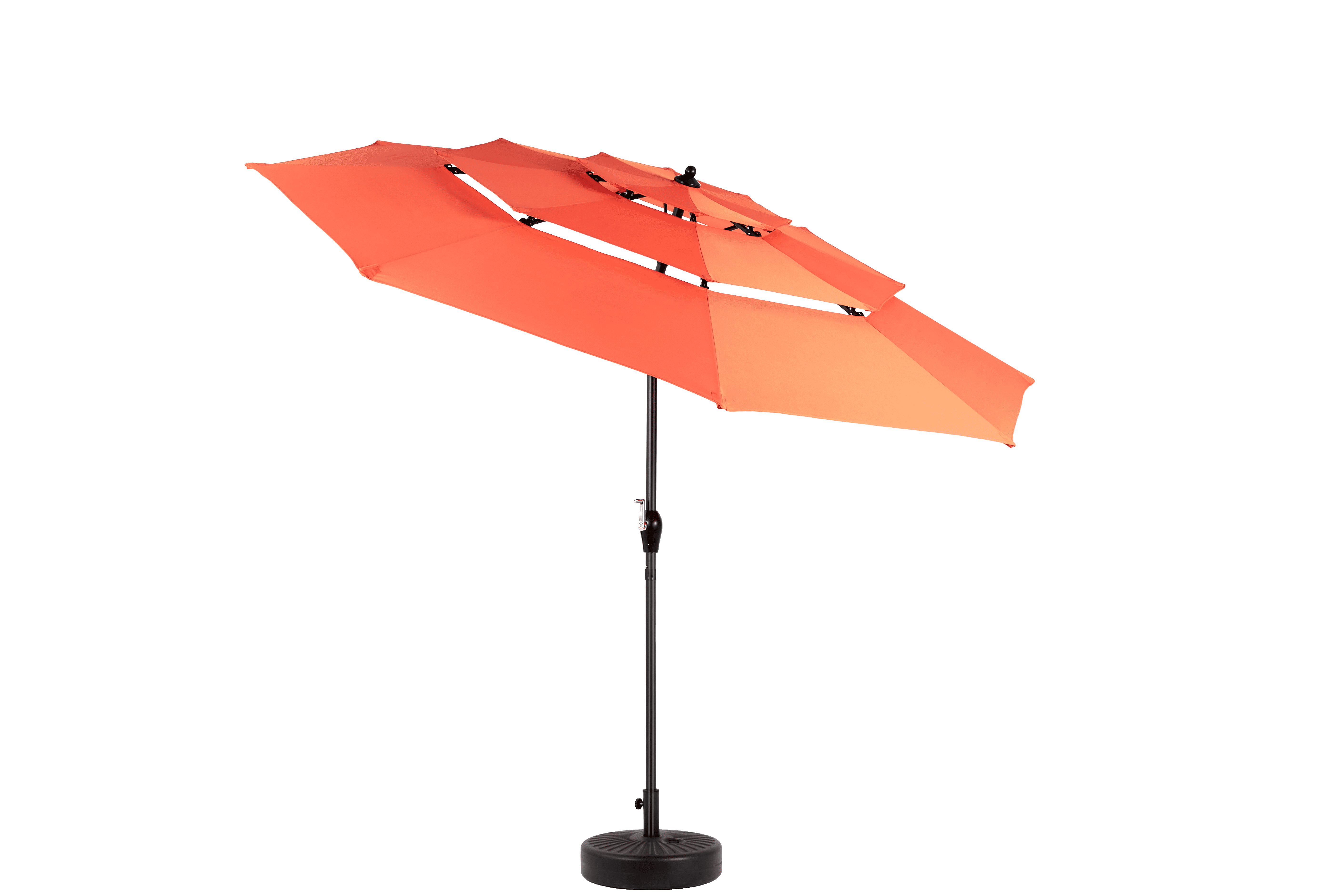 Aluminum 3-Tier Auto-Tilt Outdoor Patio Umbrella 10-Foot, Market Cantilever Umbrella for Pool and Deck with Crank, Orange