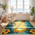 thumbnail image 3 of Design&I 4'x6' Ultra Soft Area Rug, Hawaii Guitar Musical Party Tiki Wave Hibiscus Motifs Luau Surf None Fluffy Washable Non Shedding for Bedroom Living Room Home Office, 3 of 7