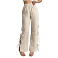 thumbnail image 2 of Womens Gingham Plaid Wide Leg Pants Y2k Lounge Pants Lace Up Loose Trousers Color XL, 2 of 9