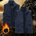 thumbnail image 2 of VBTAPA Big and Tall Vests for Men Reversible Sleeeveless Cargo Jacket Winter Warm Fleece Lined Fishing Travel Vest Blue L, 2 of 8