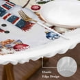 thumbnail image 3 of Christmas Round Tablecloth, Fitted Table Cover with Elastic for 36"-44" Round Tables, Snowman Xmas Tree Poinsettia Flowers Balls Squirrel Table Cloth Outdoor Dinning Party Waterproof Tablecloths, 3 of 7