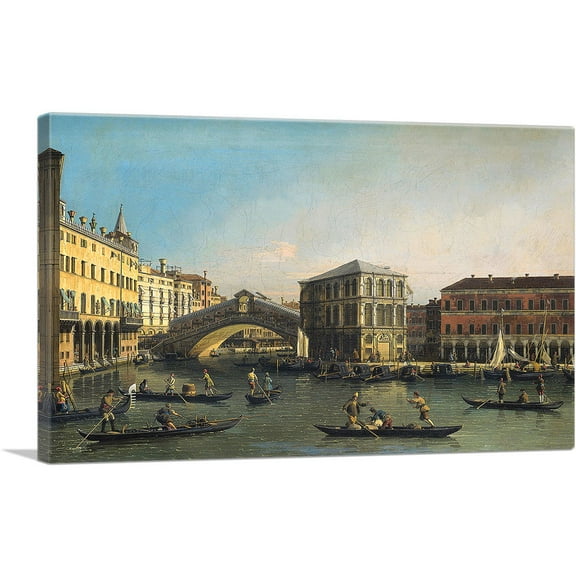 ARTCANVAS The Rialto Bridge - Venice Canvas Art Print by Canaletto - Size: 26" x 18" (0.75" Deep)