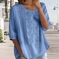 thumbnail image 6 of Women's Floral Embroidered Cotton Linen Shirt Casual Loose 3/4 Sleeve Blouse, 6 of 9