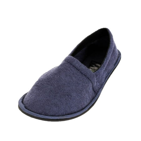 Easy USA Men  s  Terry Slip On Blue House  Slippers  XL 13 14 