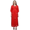 thumbnail image 2 of Bimba Women Red Drawstring Maternity Sleepwear 3/4 Sleeve Moms Maxi Dress - 12, 2 of 7