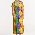 thumbnail image 4 of Summer Beach Dress for Women 2024 Plus Size Fashion Mardi Gras Printed Carnival Short Sleeve Crewneck Dress Casual Flowy Tiered Maxi Beach Dress With Pockets 50% off Clearance!, 4 of 6