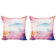 thumbnail image 1 of Ambesonne Nature Throw Pillow Cover 2 Pack, Ombre Tropical Landscape, 18", Pale Sky Blue Champagne, 1 of 2