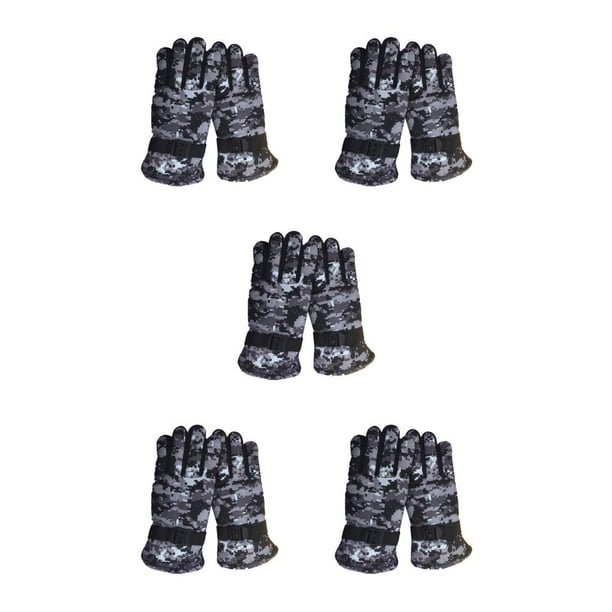 Minnieouse Guantes para niños Manoplas de esquí Cálido Camuflaje Forrado Manopla Universal Antideslizante Guante impermeable para deportes de Type2 NO2