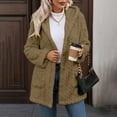 thumbnail image 3 of TKLPEHG Winter Coats for Women Fleece Jacket Warm Hooded Outerwear Button Front Long Sleeve Casual Jacket with Pocket (Coffee,M), 3 of 9