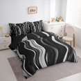 thumbnail image 2 of Homewish Gray Wavy Line 7pcs Queen Bedding,Classic Modern Artwork Bedding Comforter Set Queen,Black Reversible, 2 of 8