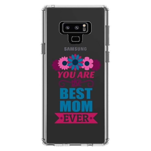 DistinctInk Clear Shockproof Hybrid Case for Samsung Galaxy Note 9 - TPU Bumper Acrylic Back Tempered Glass Screen Protector - You Are the Best Mom Ever