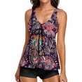 thumbnail image 1 of Tankini Swimsuits for Women Two Piece Floral Print Tank Top With Boyshorts Tummy Control Swimming Bathing Suits, 1 of 6