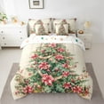 thumbnail image 2 of Manfei Kids Happy Christmas Twin Bedding Sets 7-Piece, Green Xmas Tree Bedding Comforter Set, Poinsettia Flower Reversible Sheet Sets, Microfiber Bedroom Decor, 2 of 7