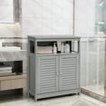 thumbnail image 2 of Costway Bathroom Storage Wood Floor Cabinet with Double Shutter Door Gray, 2 of 11