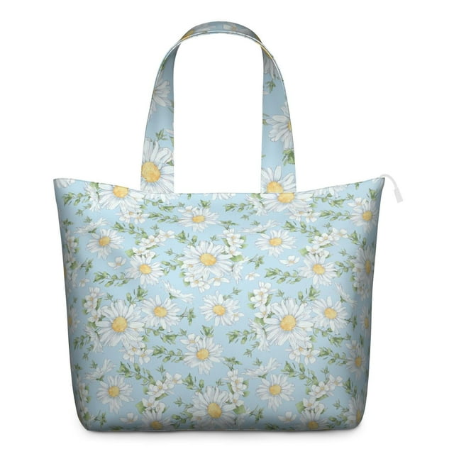 Sac de Cabine avec Oeuvre de Marguerite Ensoleillée, Sac Polochon Rétro à Motif Floral, Léger, Multiples Poches, pour Femmes