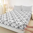 thumbnail image 3 of Homewish Minimalist Lines Boy Girl 4 Pieces Queen Sheet Sets,Abstract Geometric Stripes Ultra Soft Flat Sheet,Retro Vintage Queen Fitted Sheet,Breathable Home Decor, 3 of 7