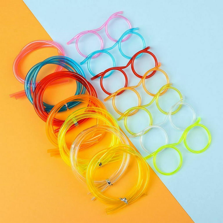  Drinking Straws Glasses Plastic - 5Pcs Fun Glasses Straw Covers  Cap Reusable Straws for Kids Glasses Straws Drinking Adult Party Fun Straws  for Eye Glasses Straw Tube Toy and Birthday Party
