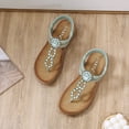 thumbnail image 1 of Sandalias planas bohemias Cómodos zapatos de verano con diamantes de imitación Soporte para el arco para mujer, 1 of 9