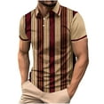 thumbnail image 2 of Cxenplz Shirts for Men Casual Button Lapel Work Business Shirt Plus Size Patchwork Striped Print Stylish Blouse Tops, 2 of 5