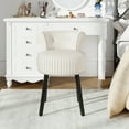 thumbnail image 5 of Gymax Velvet Vanity Chair w/ Back Tufted Low Back & Solid Wood Legs for Bedroom White, 5 of 10