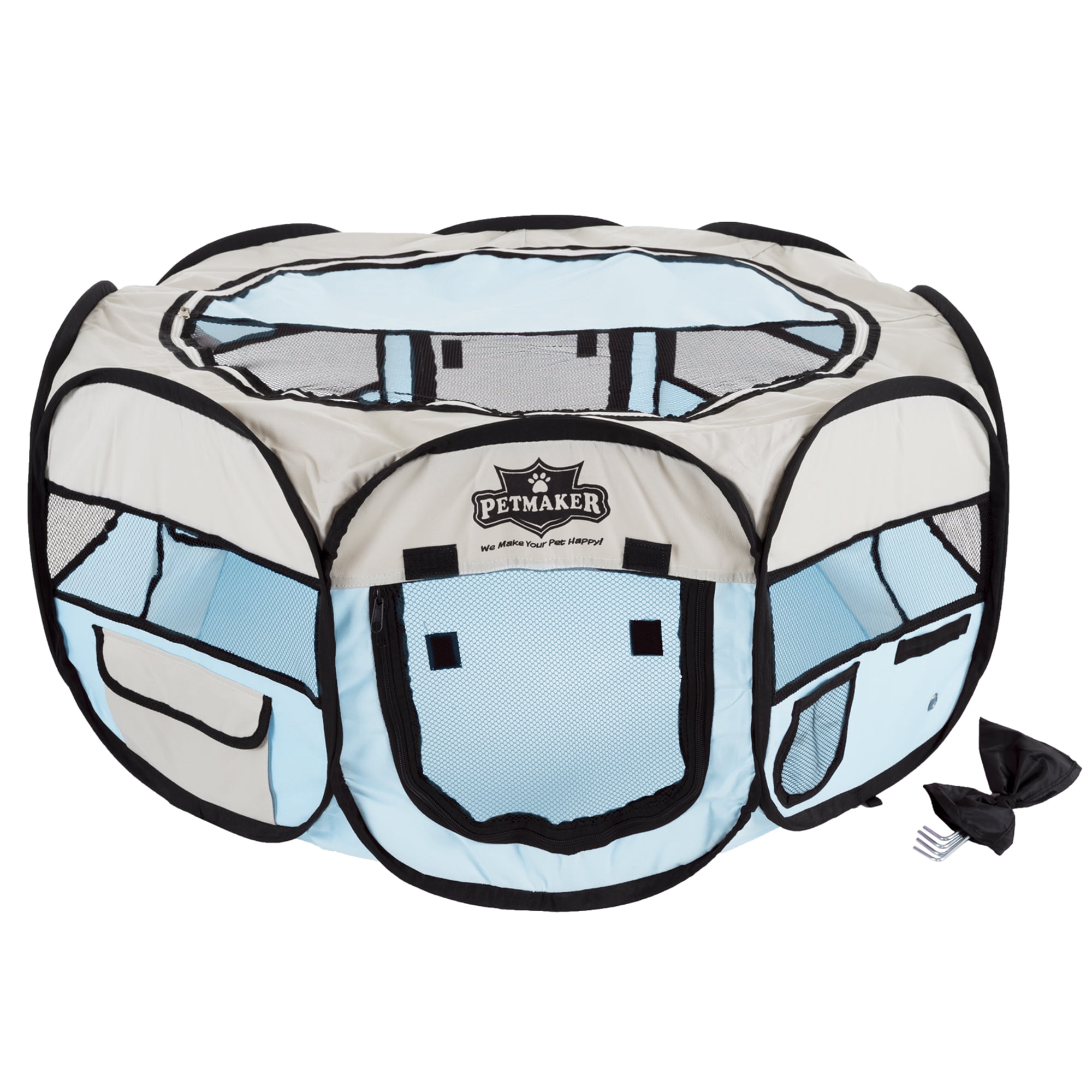 Petmaker Portable Dog Playpen, Blue, 33"L x 33"W x 15.50"H