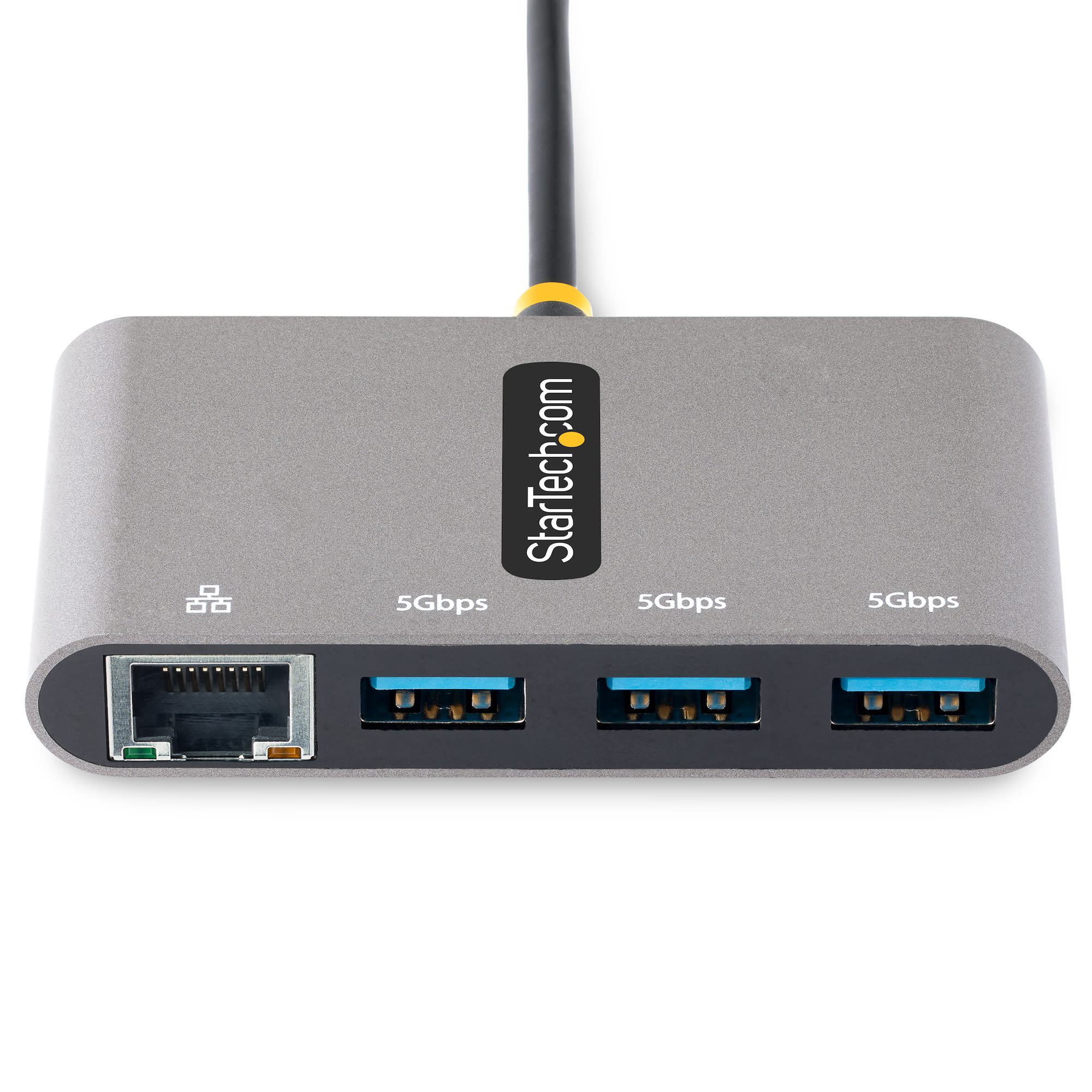 StarTech.com 3-Port USB-C Hub with Ethernet - 1ft/30cm Long USB Type-C Host Cable - GbE - Portable USB-C to USB-A Hub, Space Grey, Space Gray