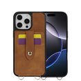 thumbnail image 2 of Crossbody Case Wallet Phone Case for iPhone 16 with Strap,With Mirror, RFID Blocking Card Holder, Kickstand, PU Leather Shockproof Anti-fall Rugged Phone Cover for Women Girls,Brown, 2 of 12