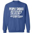 thumbnail image 2 of OXI Crewneck Sweatshirt - People Should Seriously Expecting, Basic Casual Sweatshirts for Men's and Women Fleece Sweatshirt Long Sleeve - Indigo Blue X-Large, 2 of 2