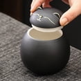 thumbnail image 4 of Pet Urn, Sealed Moisture-Proof Ceramic Cat-Shaped Jar, Frosted Matte Finish with Gold Accents, Rounded Safe Design for Fur Preservation, Memorial Keepsake, 4 of 8