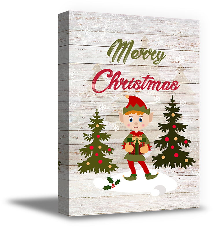Christmas Pictures Decoration LED Light Up Timer Xmas Canvas Wall Art Print 